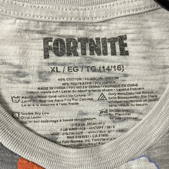 Fortnite gaming T-shirt, gray/orange/black, size XL (14/16) - Picture 2 of 6